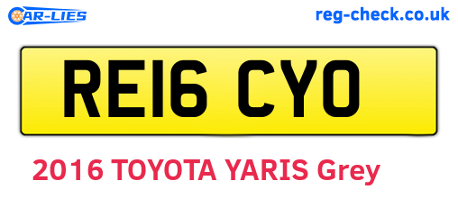 RE16CYO are the vehicle registration plates.