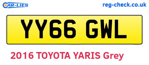 YY66GWL are the vehicle registration plates.