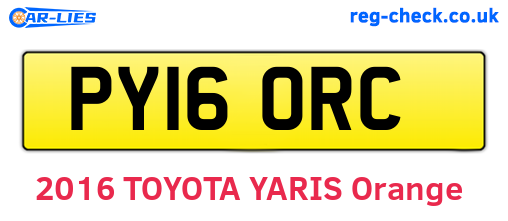 PY16ORC are the vehicle registration plates.