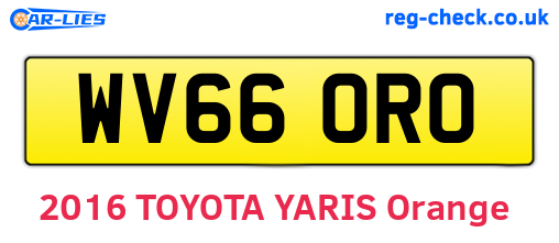 WV66ORO are the vehicle registration plates.