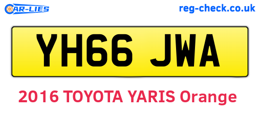 YH66JWA are the vehicle registration plates.