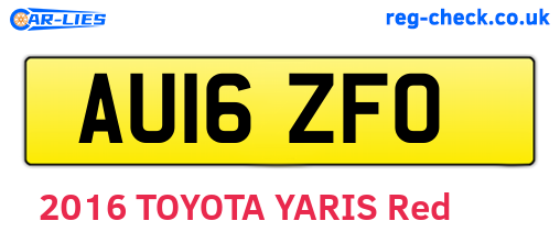 AU16ZFO are the vehicle registration plates.