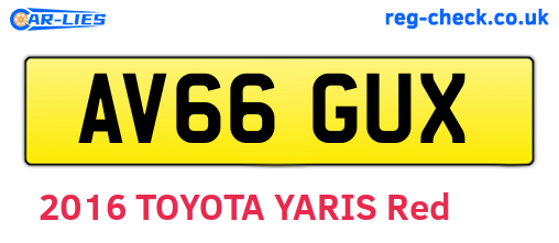 AV66GUX are the vehicle registration plates.