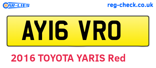 AY16VRO are the vehicle registration plates.
