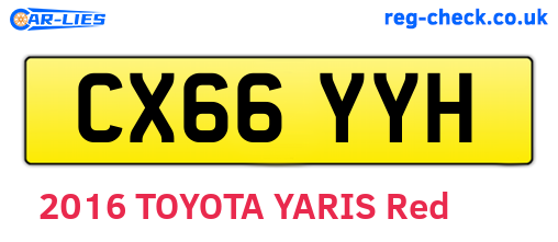 CX66YYH are the vehicle registration plates.