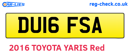 DU16FSA are the vehicle registration plates.