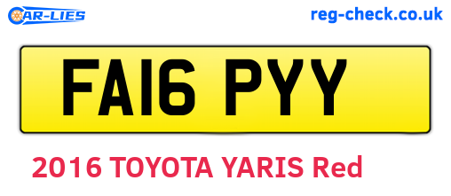 FA16PYY are the vehicle registration plates.