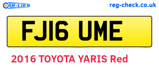 FJ16UME are the vehicle registration plates.