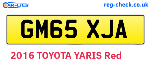 GM65XJA are the vehicle registration plates.
