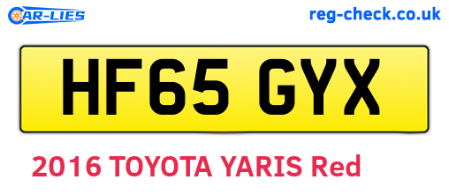HF65GYX are the vehicle registration plates.