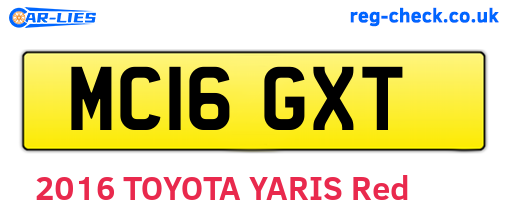 MC16GXT are the vehicle registration plates.