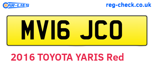 MV16JCO are the vehicle registration plates.
