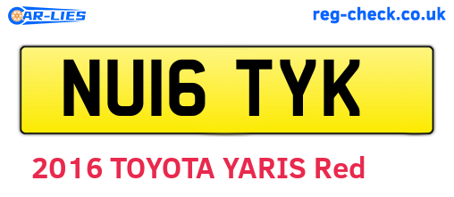 NU16TYK are the vehicle registration plates.