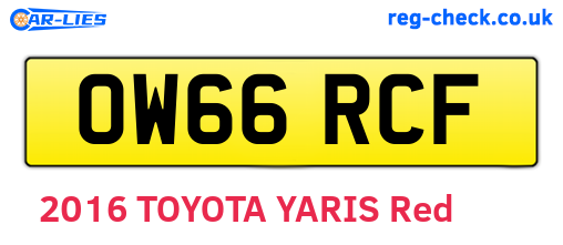 OW66RCF are the vehicle registration plates.