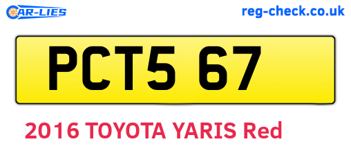 PCT567 are the vehicle registration plates.