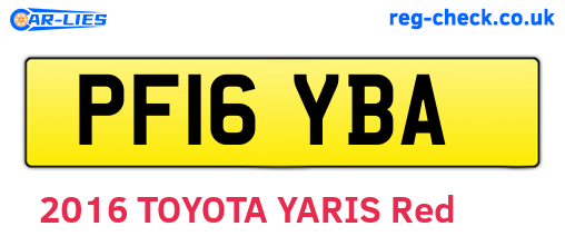 PF16YBA are the vehicle registration plates.
