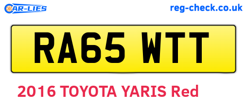 RA65WTT are the vehicle registration plates.