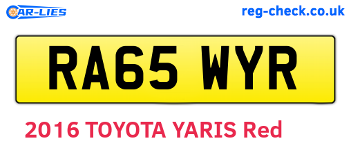 RA65WYR are the vehicle registration plates.