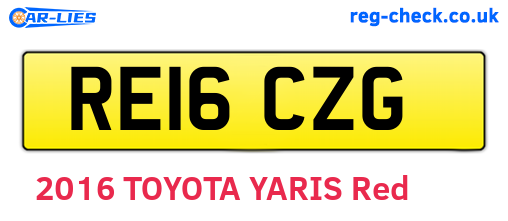 RE16CZG are the vehicle registration plates.