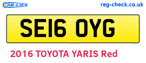 SE16OYG are the vehicle registration plates.