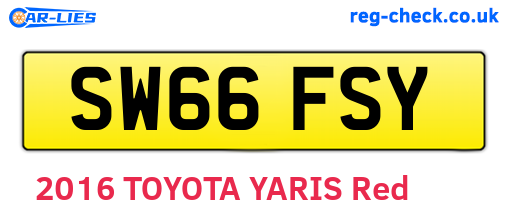 SW66FSY are the vehicle registration plates.