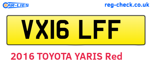 VX16LFF are the vehicle registration plates.