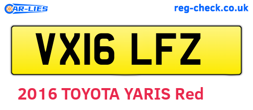 VX16LFZ are the vehicle registration plates.