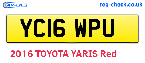 YC16WPU are the vehicle registration plates.