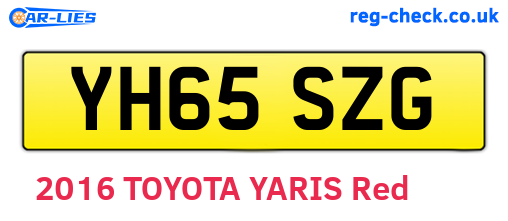 YH65SZG are the vehicle registration plates.