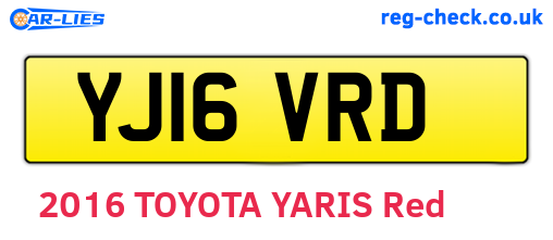 YJ16VRD are the vehicle registration plates.