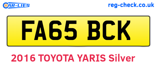 FA65BCK are the vehicle registration plates.