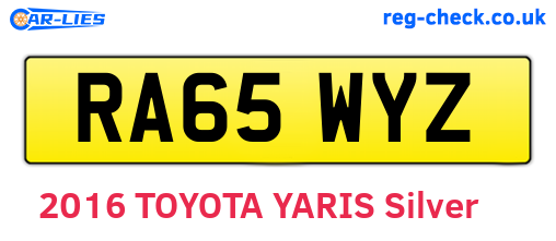 RA65WYZ are the vehicle registration plates.
