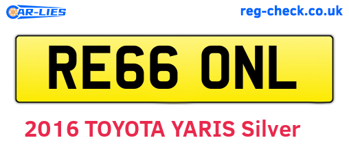 RE66ONL are the vehicle registration plates.