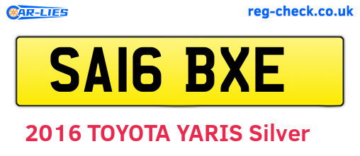 SA16BXE are the vehicle registration plates.