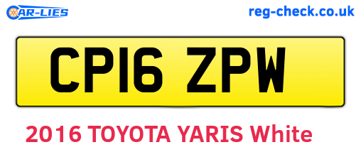 CP16ZPW are the vehicle registration plates.