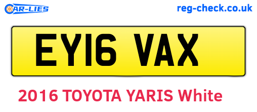 EY16VAX are the vehicle registration plates.