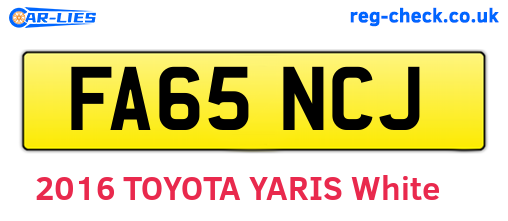 FA65NCJ are the vehicle registration plates.
