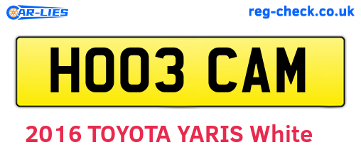 HO03CAM are the vehicle registration plates.