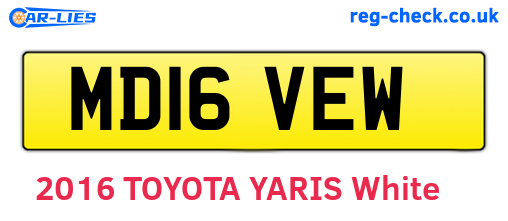 MD16VEW are the vehicle registration plates.