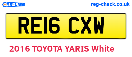 RE16CXW are the vehicle registration plates.