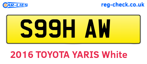 S99HAW are the vehicle registration plates.