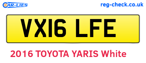 VX16LFE are the vehicle registration plates.