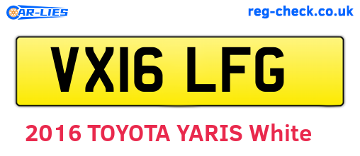 VX16LFG are the vehicle registration plates.