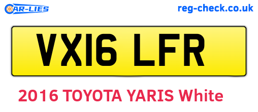 VX16LFR are the vehicle registration plates.