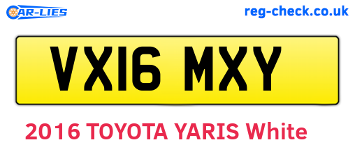 VX16MXY are the vehicle registration plates.