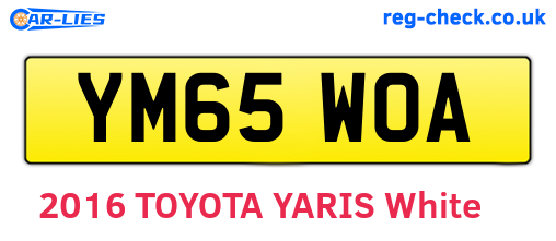 YM65WOA are the vehicle registration plates.