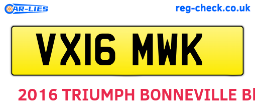 VX16MWK are the vehicle registration plates.