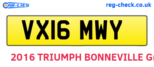 VX16MWY are the vehicle registration plates.
