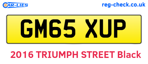 GM65XUP are the vehicle registration plates.