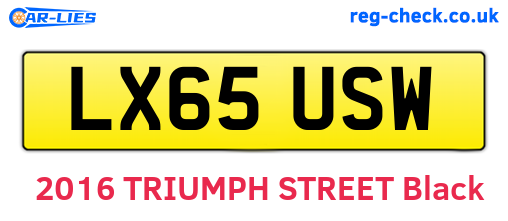 LX65USW are the vehicle registration plates.